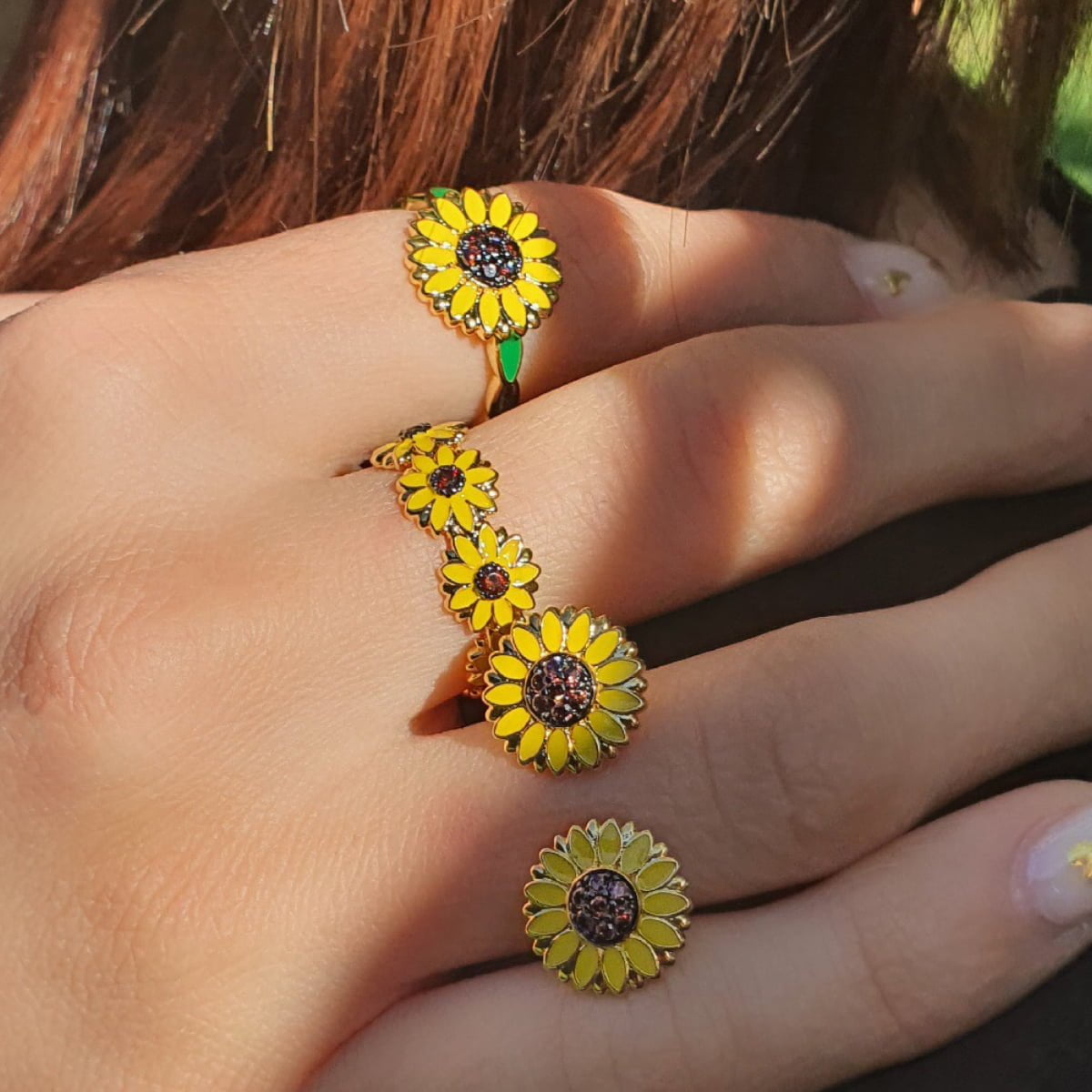 Anello DOPPIO con girasoli