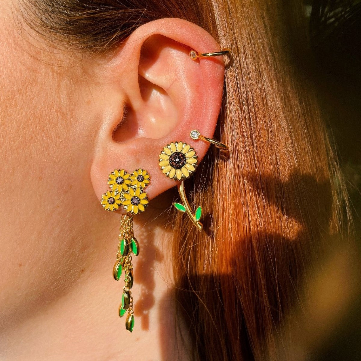 Orecchini STUD con Mazzo di girasoli