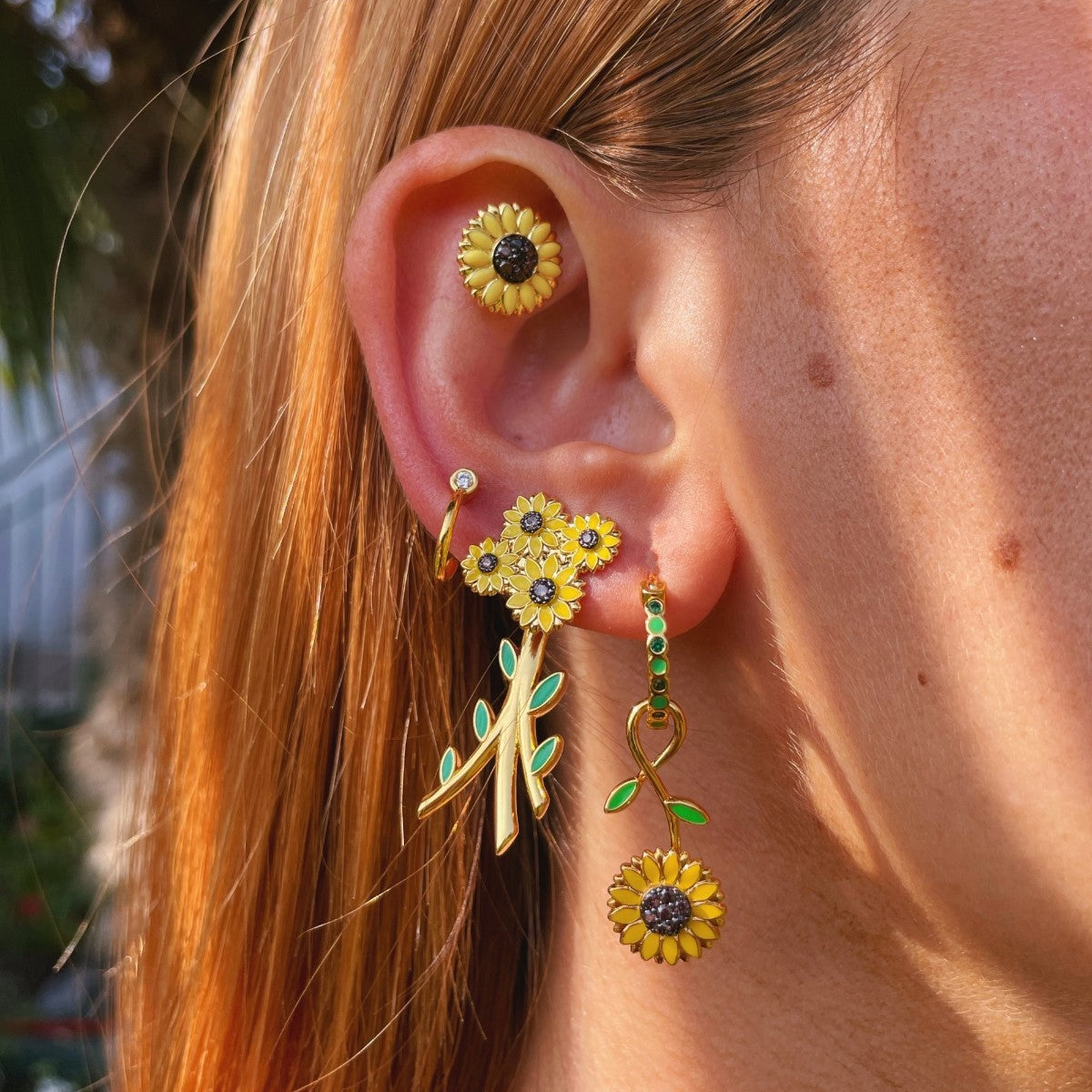 Orecchini STUD con Mazzo di girasoli