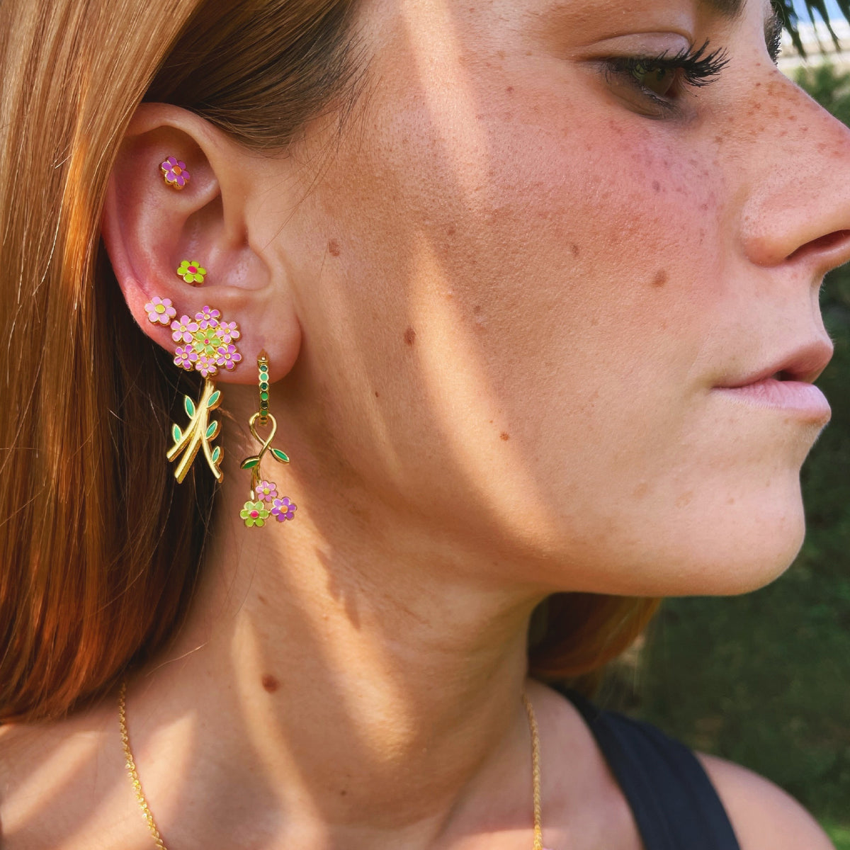 STUD earrings with BUNCH of wild flowers