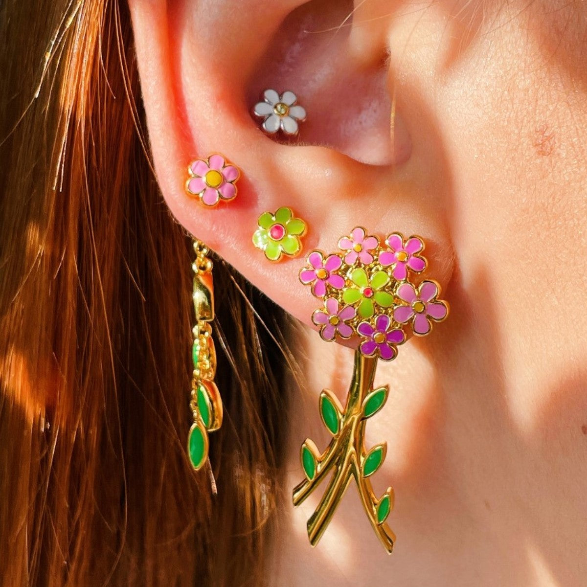 KIT 3 Orecchini STUD con Fiori di campo