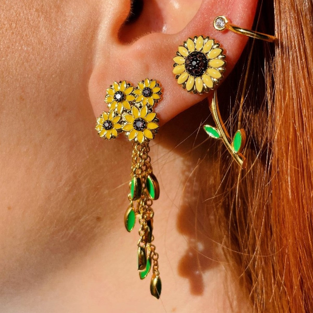 Orecchini STUD con Mazzo di girasoli
