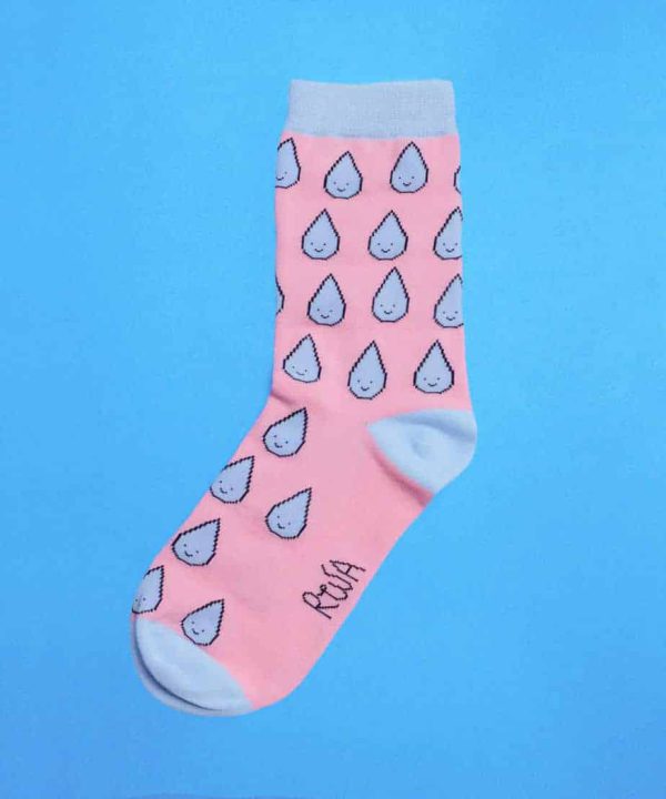 pink cotton raindrop socks