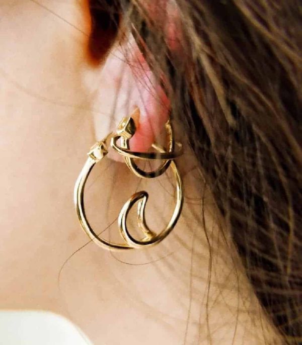 moon and star hoop earrings / planet earring